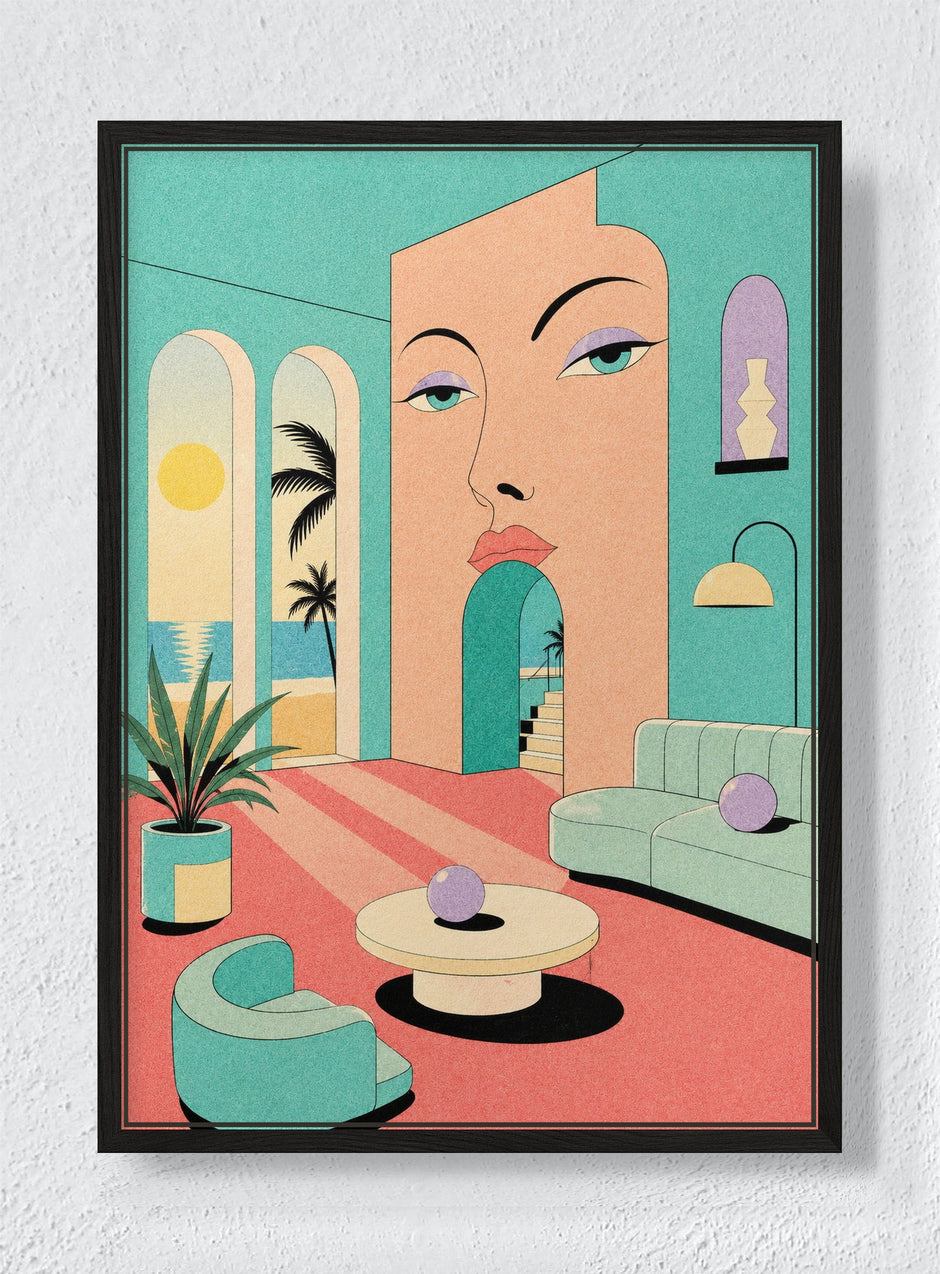 THE HOSTESS - Black frame canvas