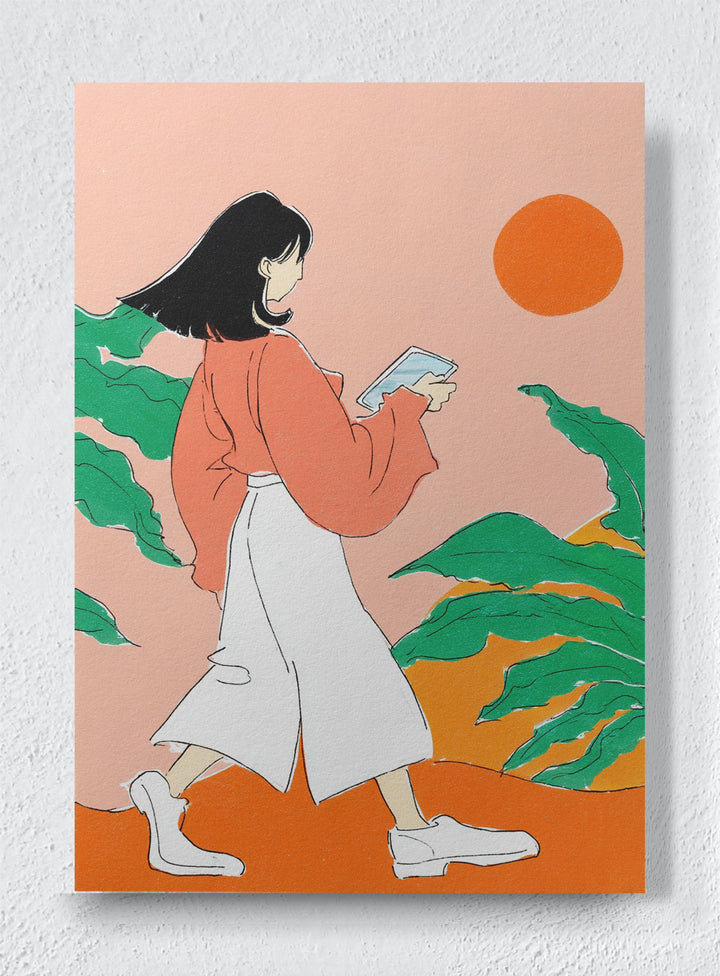 THE WALKING READER - Unframed canvas