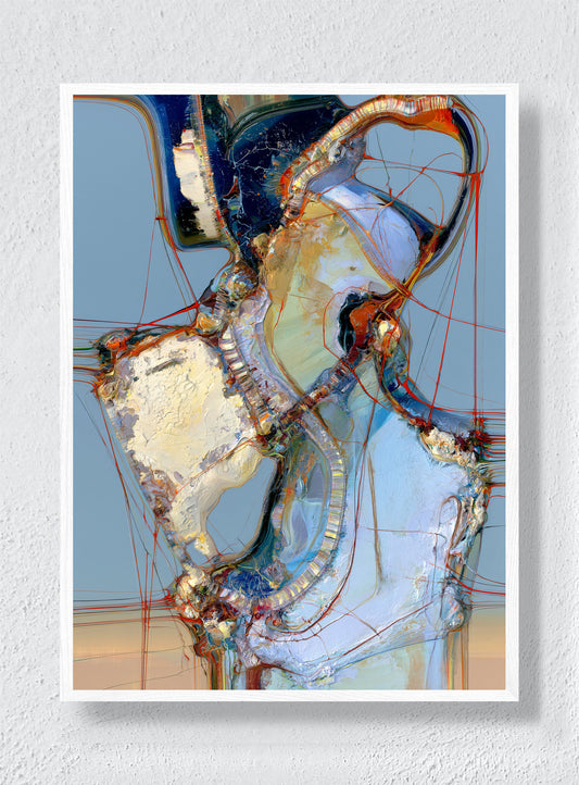 THREADS THROUGH THE BLUE - White Frame