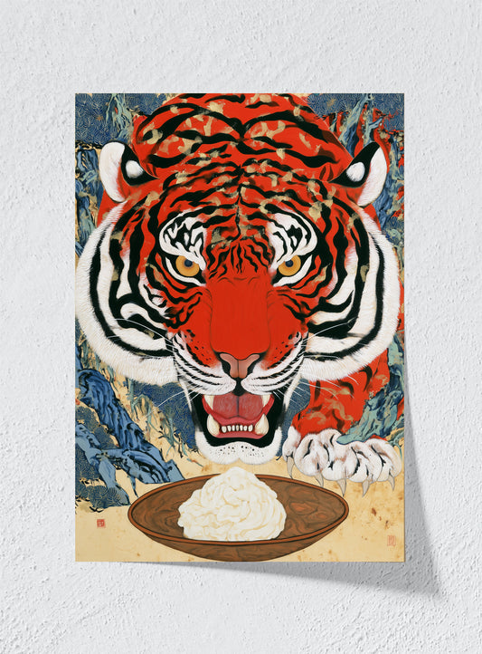 TIGER AT THE TABLE - Unframed