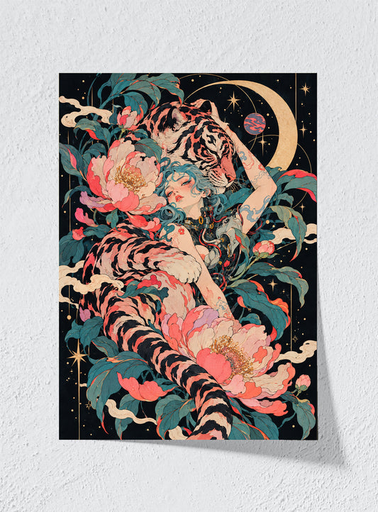 TIGER MOON, PEONY BODY - Unframed
