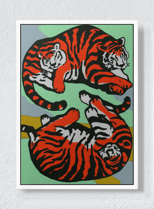 TIGER YIN YANG - White frame canvas