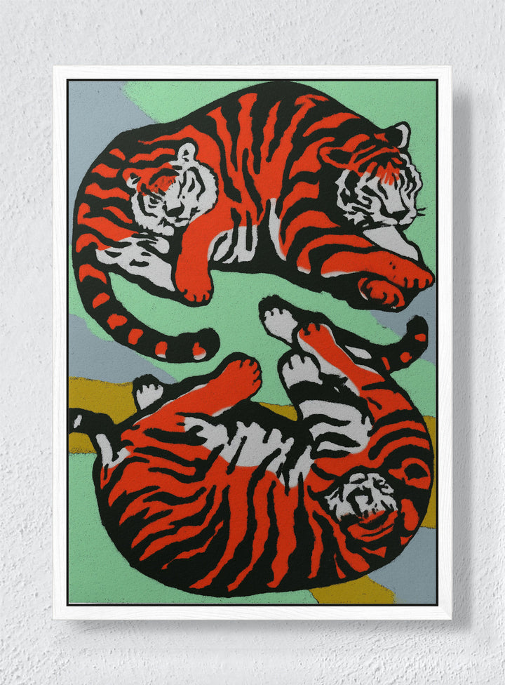 TIGER YIN YANG - White frame canvas