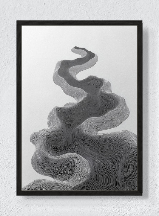 TOPOGRAPHIC FLOW - Black frame canvas