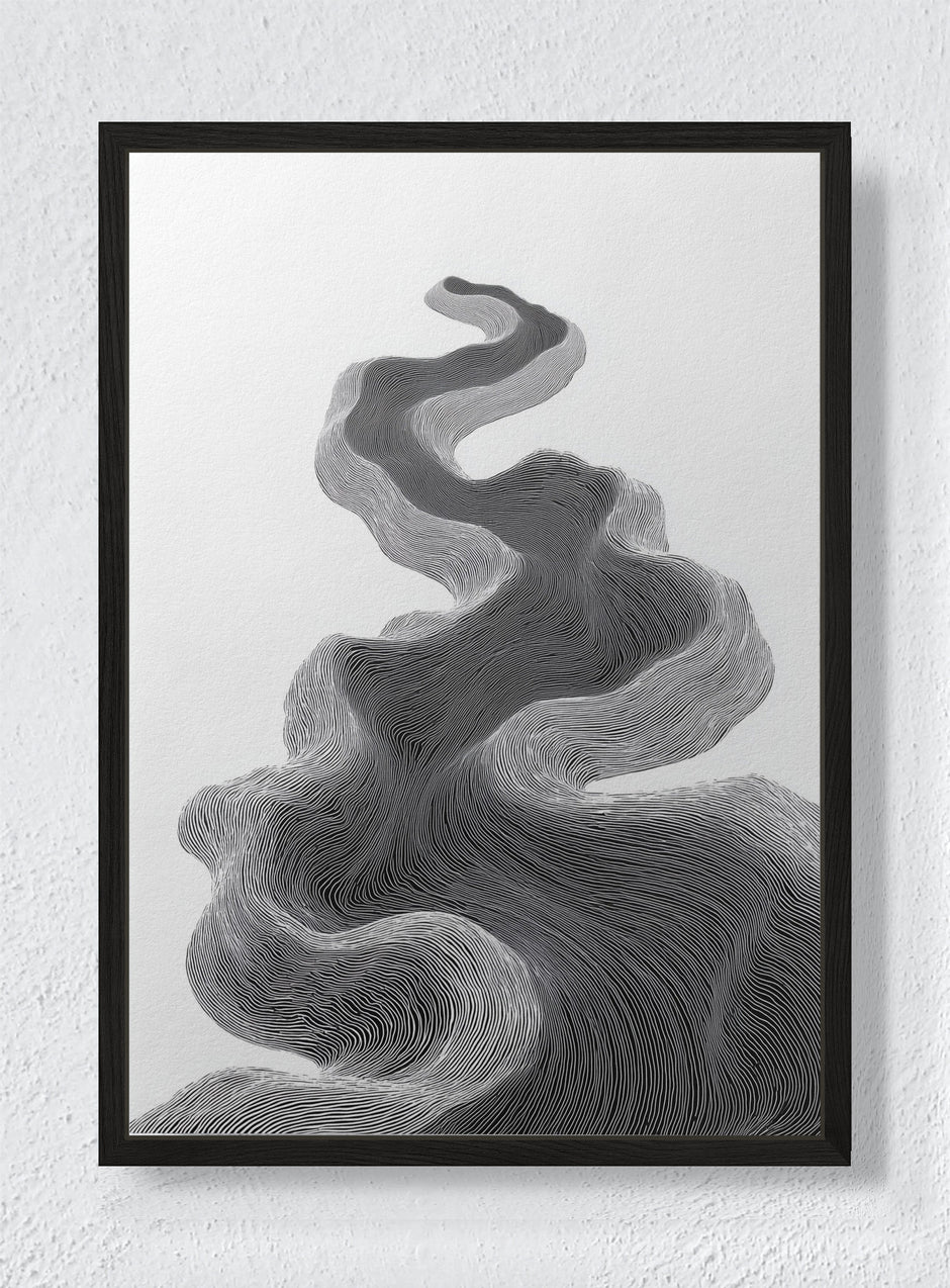 TOPOGRAPHIC FLOW - Black frame canvas