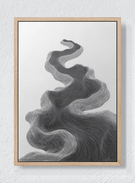 TOPOGRAPHIC FLOW - Natural frame canvas