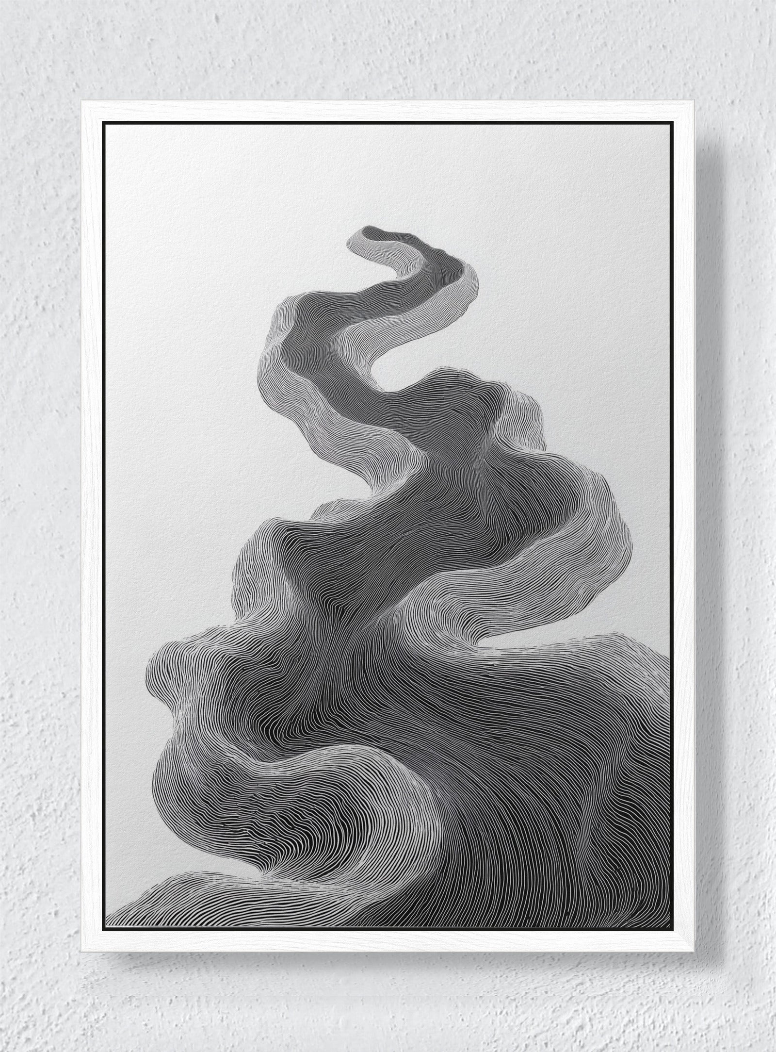 TOPOGRAPHIC FLOW - White frame canvas