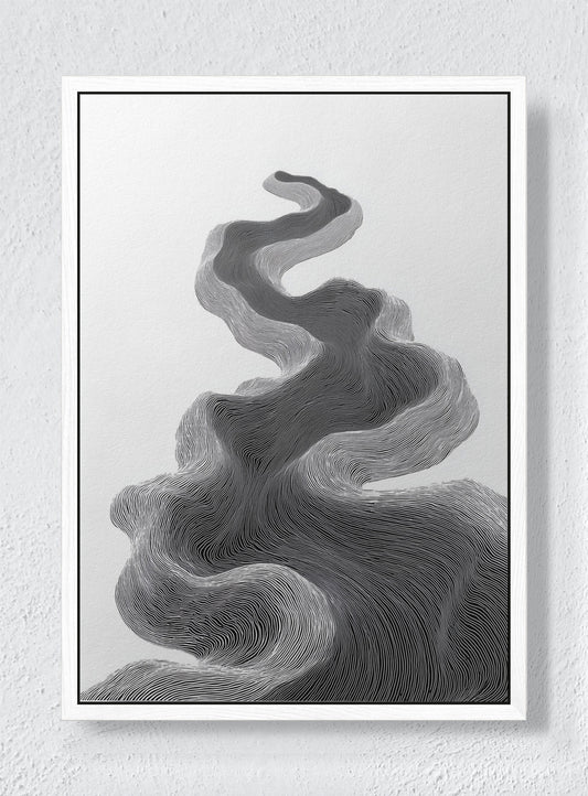 TOPOGRAPHIC FLOW - White frame canvas