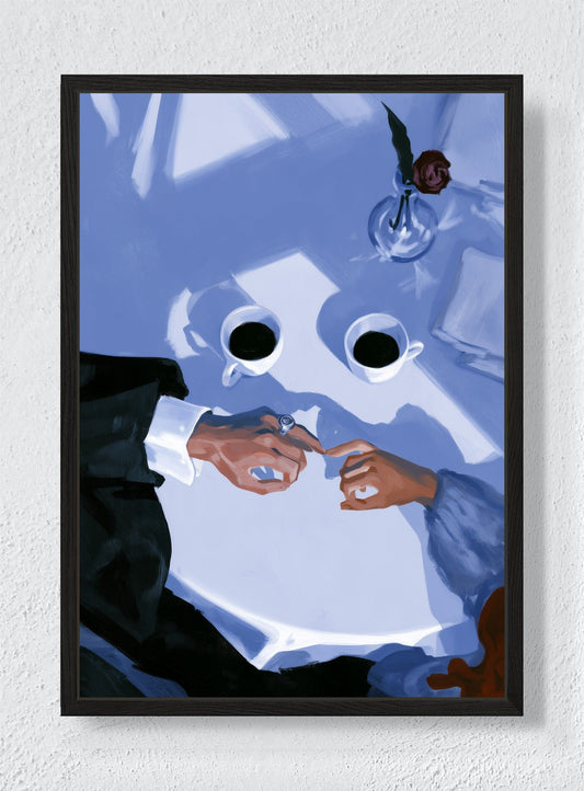 TWO CUPS AND A PROMISE - Black frame canvas