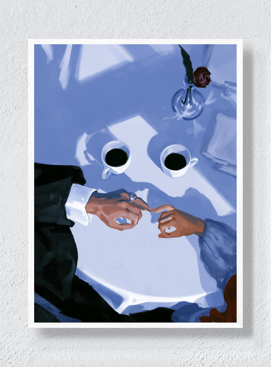 TWO CUPS AND A PROMISE - White Frame