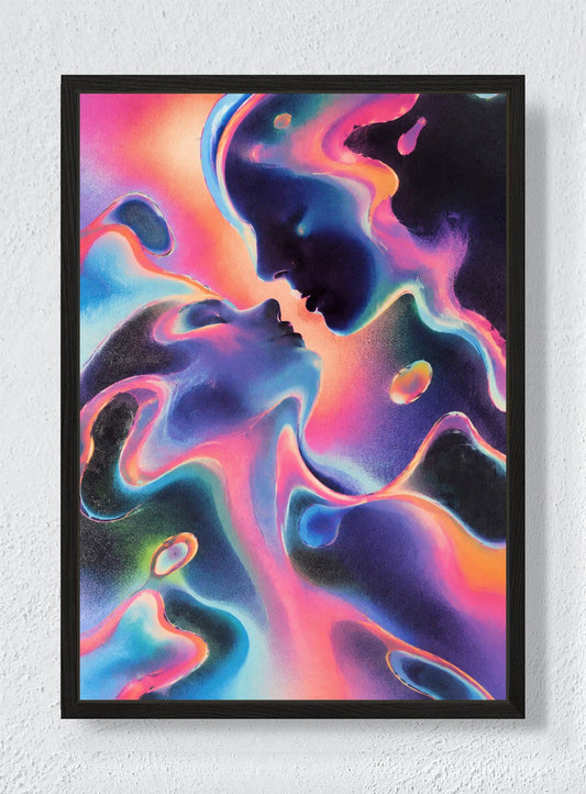 TWO FACES IN NEON WEATHER - Black frame canvas