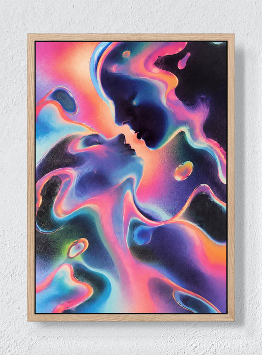 TWO FACES IN NEON WEATHER - Natural frame canvas