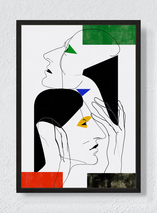TWO FACES ONE THOUGHT - Black frame canvas
