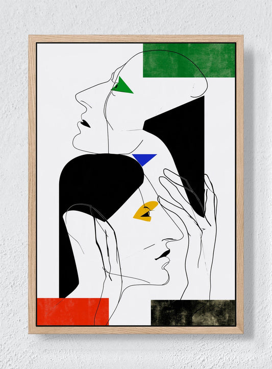 TWO FACES ONE THOUGHT - Natural frame canvas