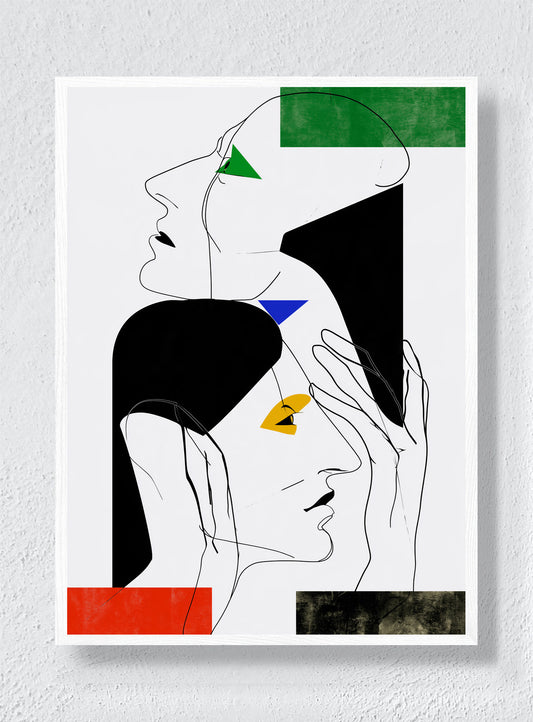 TWO FACES ONE THOUGHT - White Frame