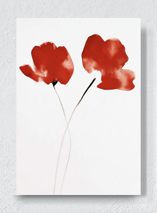 TWO RED BLOOMS - Unframed canvas