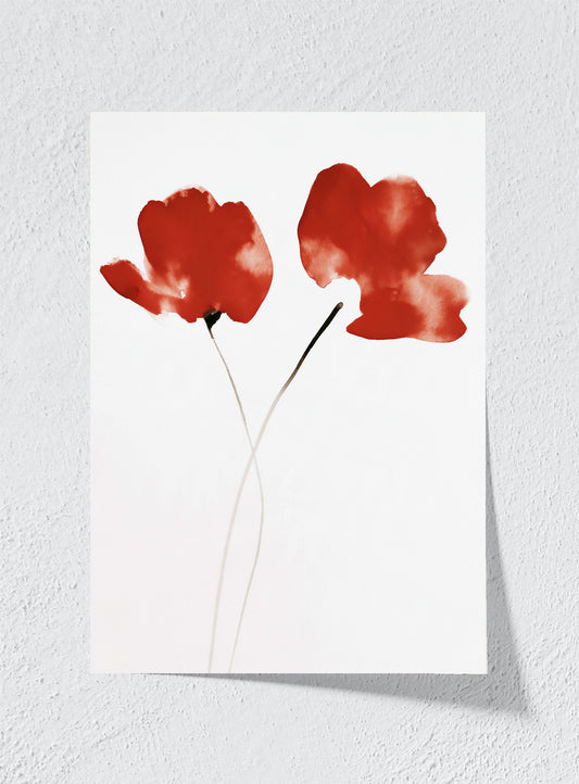 TWO RED BLOOMS - Unframed