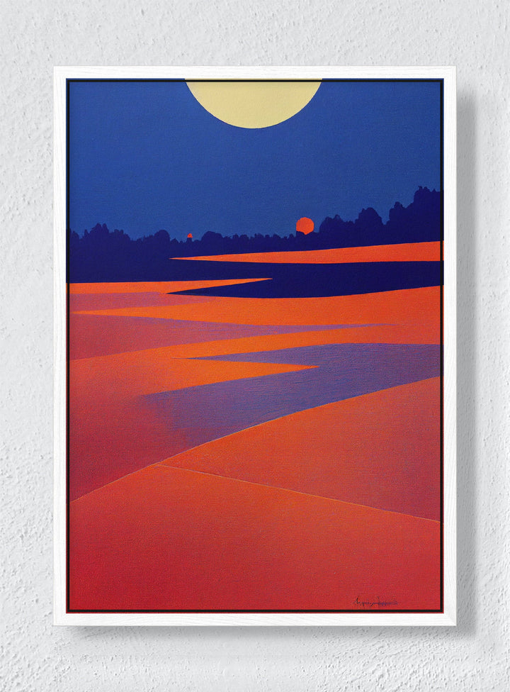 TWO SUNS - White frame canvas