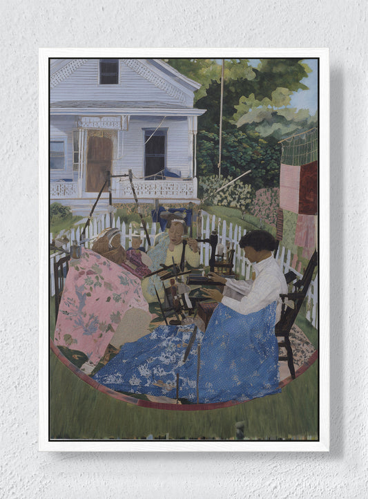 TWO WOMEN AND A WARM DAY - White frame canvas
