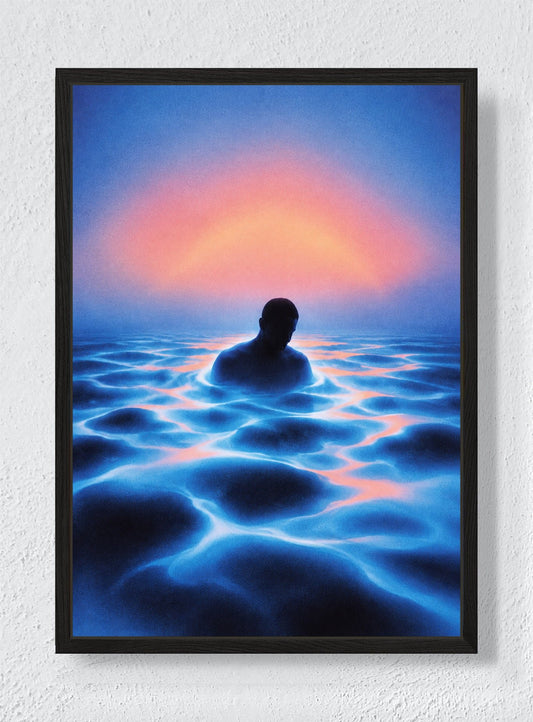 WATER REMEMBERS EVENING - Black frame canvas