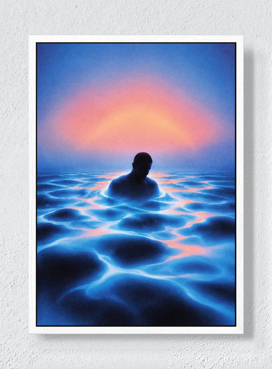 WATER REMEMBERS EVENING - White frame canvas