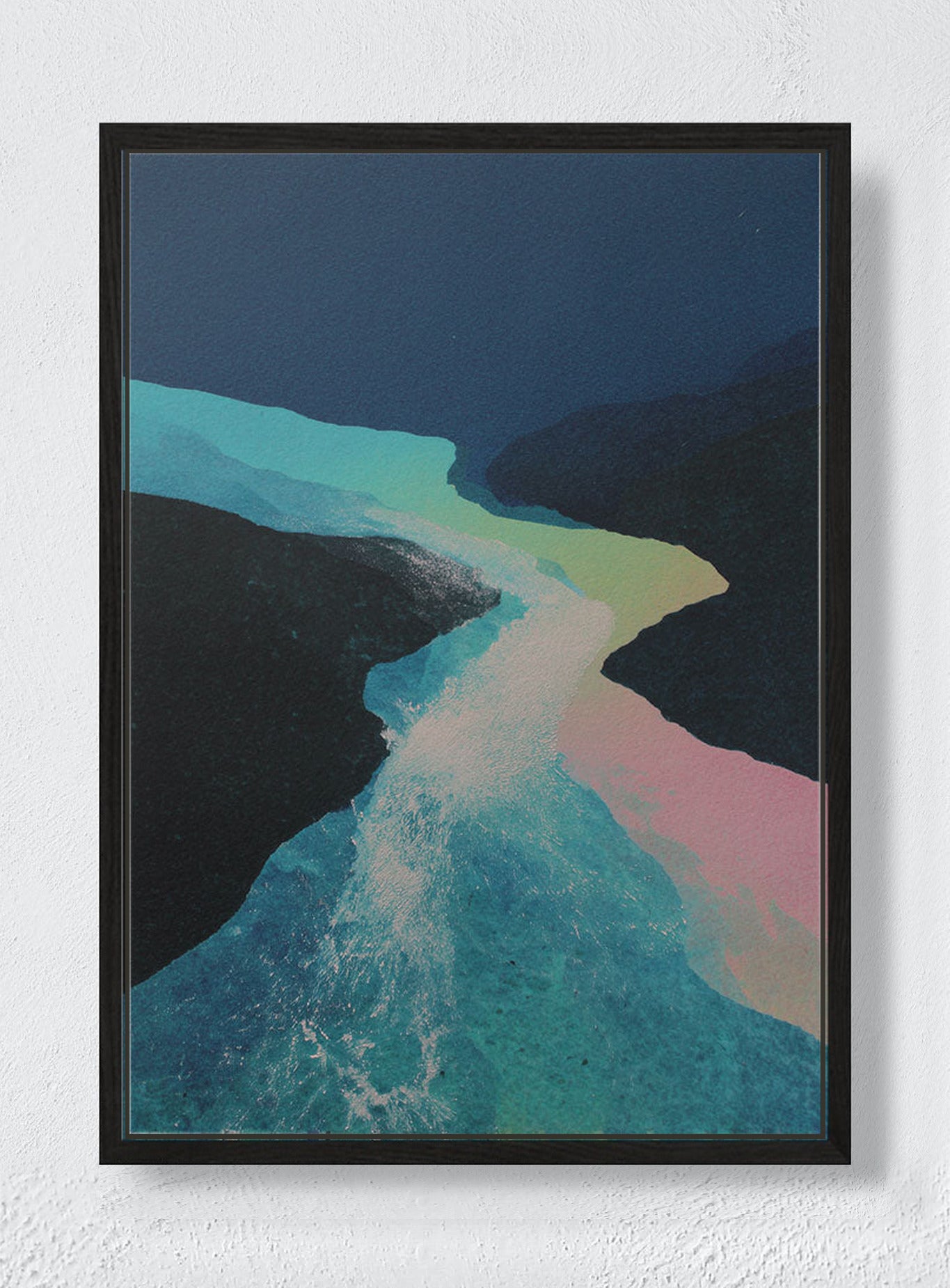 WATER TEACHING ITSELF A SHAPE - Black frame canvas