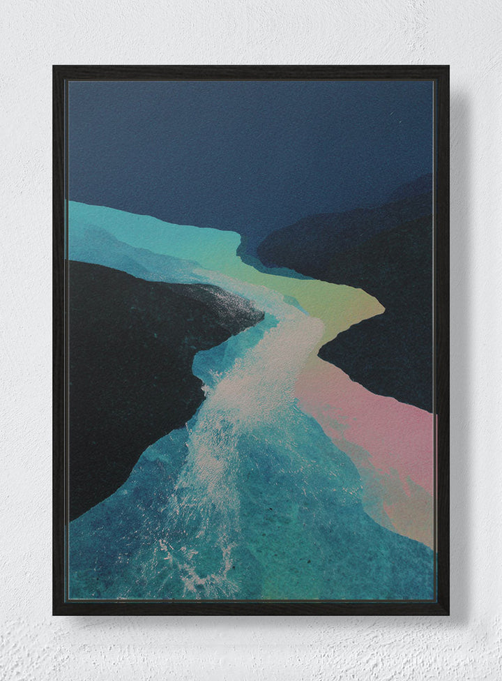 WATER TEACHING ITSELF A SHAPE - Black frame canvas