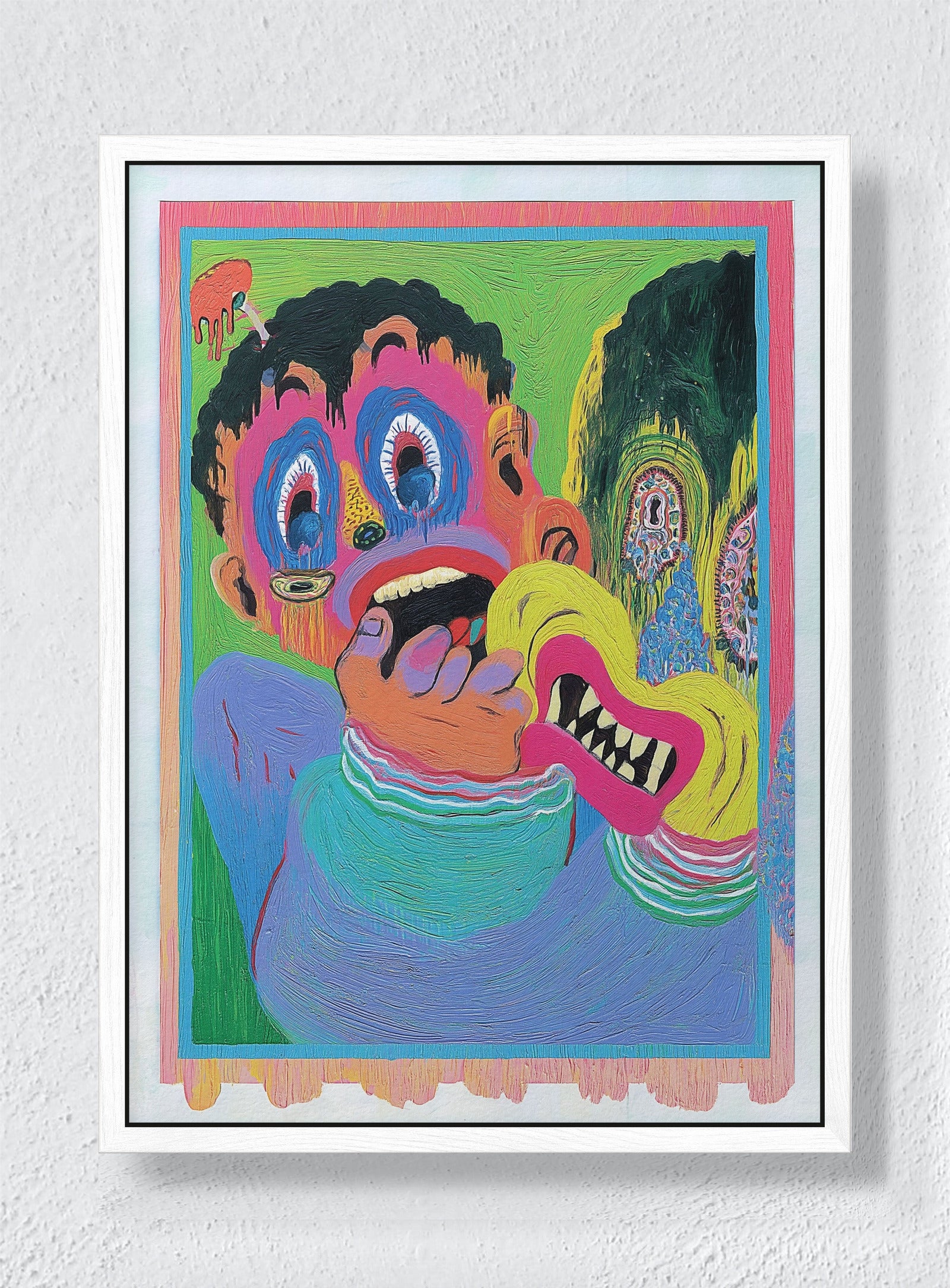 WHAT LIVES IN THE WYNWOOD SHADOWS - White frame canvas