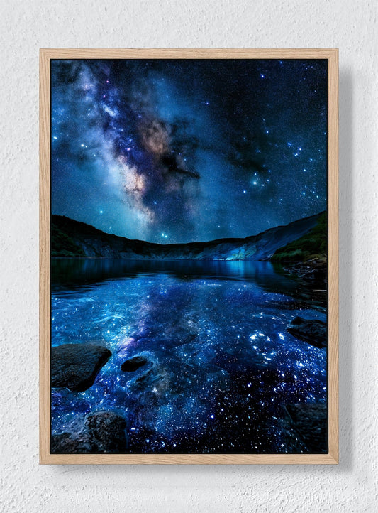 WHEN THE LAKE HOLDS THE STARS - Natural frame canvas
