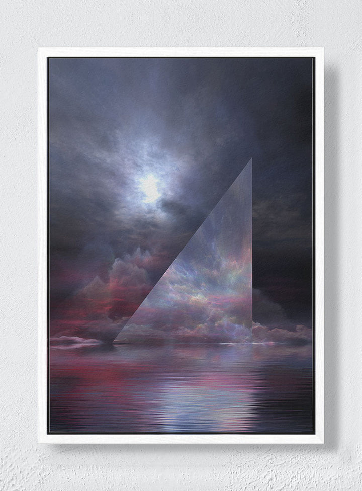 WHERE THE SKY BENDS INWARD - White frame canvas