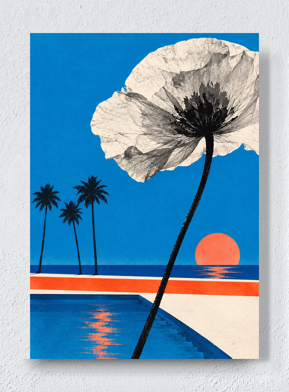WHITE BLOOM BY THE POOL - Unframed canvas