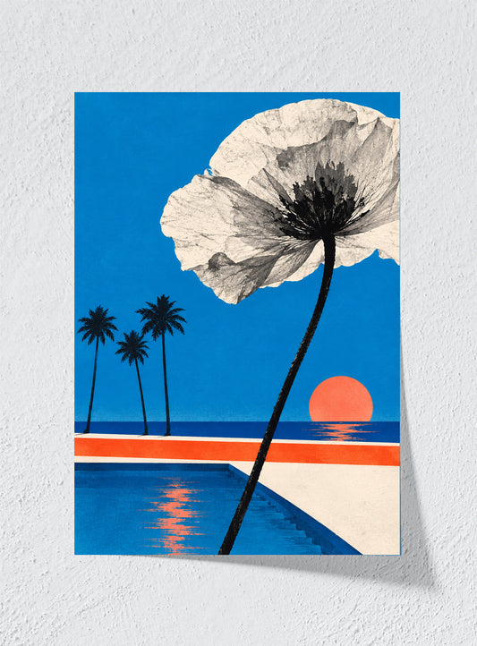 WHITE BLOOM BY THE POOL - Unframed