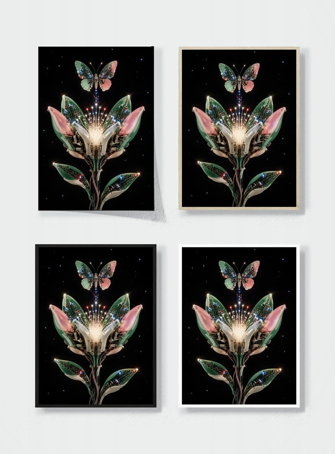 A FLOWER BUILT FROM LIGHT frame options comparison