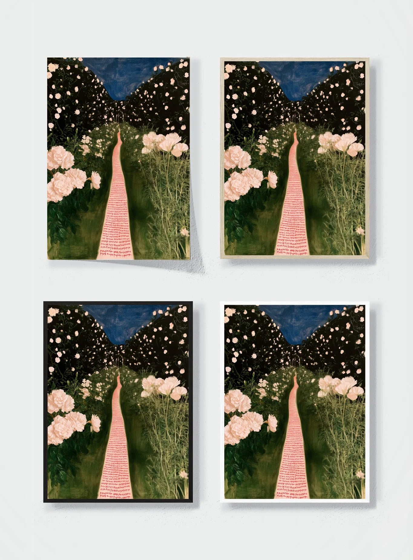 A PATH THROUGH PEONIES frame options comparison