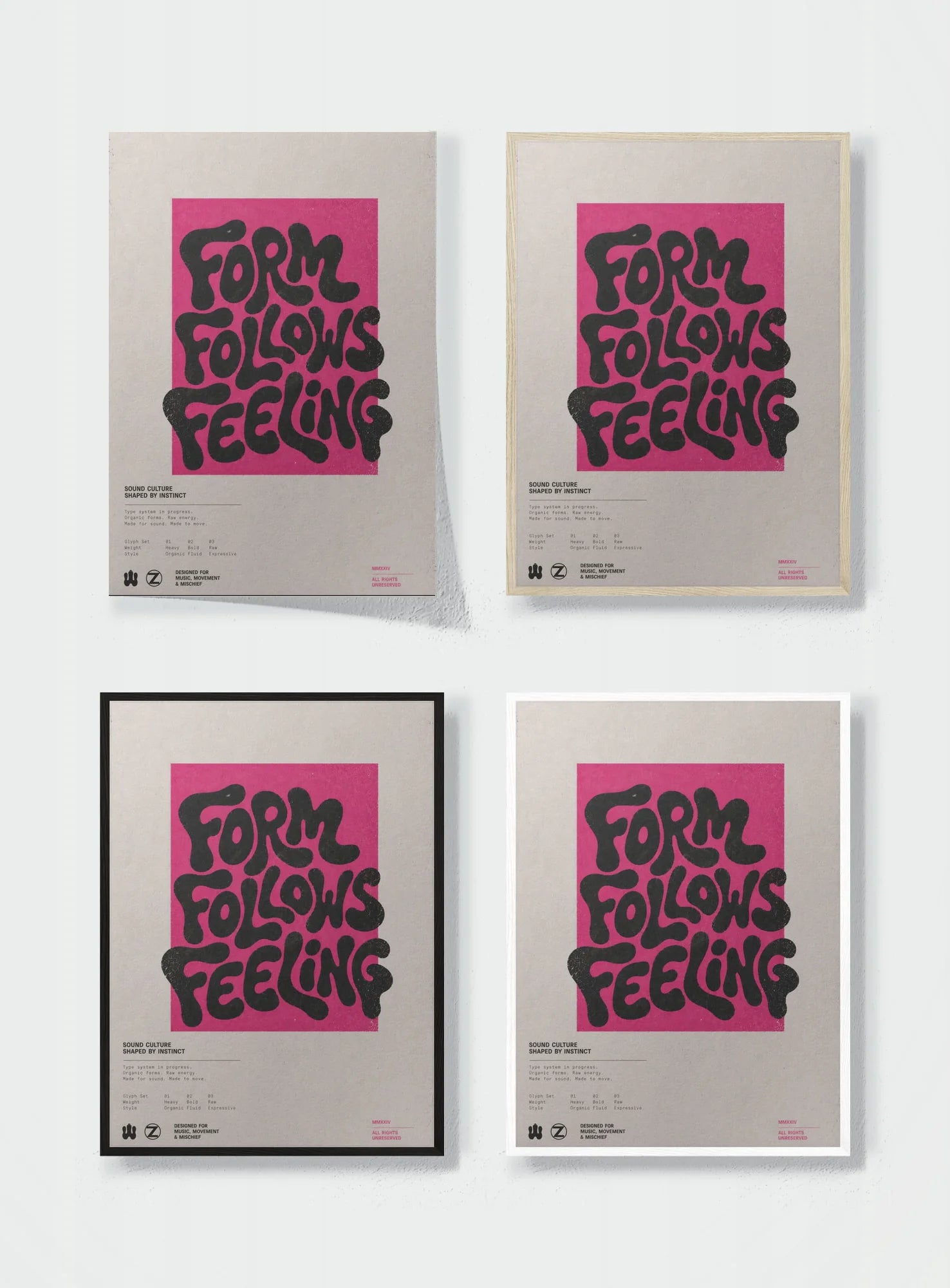 FORM FOLLOWS FEELING frame options comparison