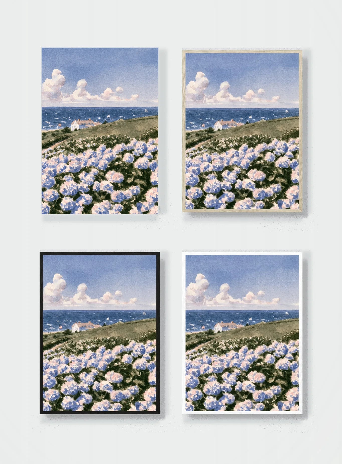 HYDRANGEAS BY THE SEA frame options comparison