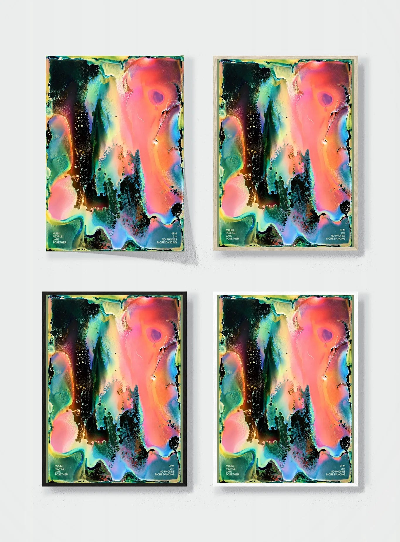 NO PHONES MORE DANCING frame options comparison