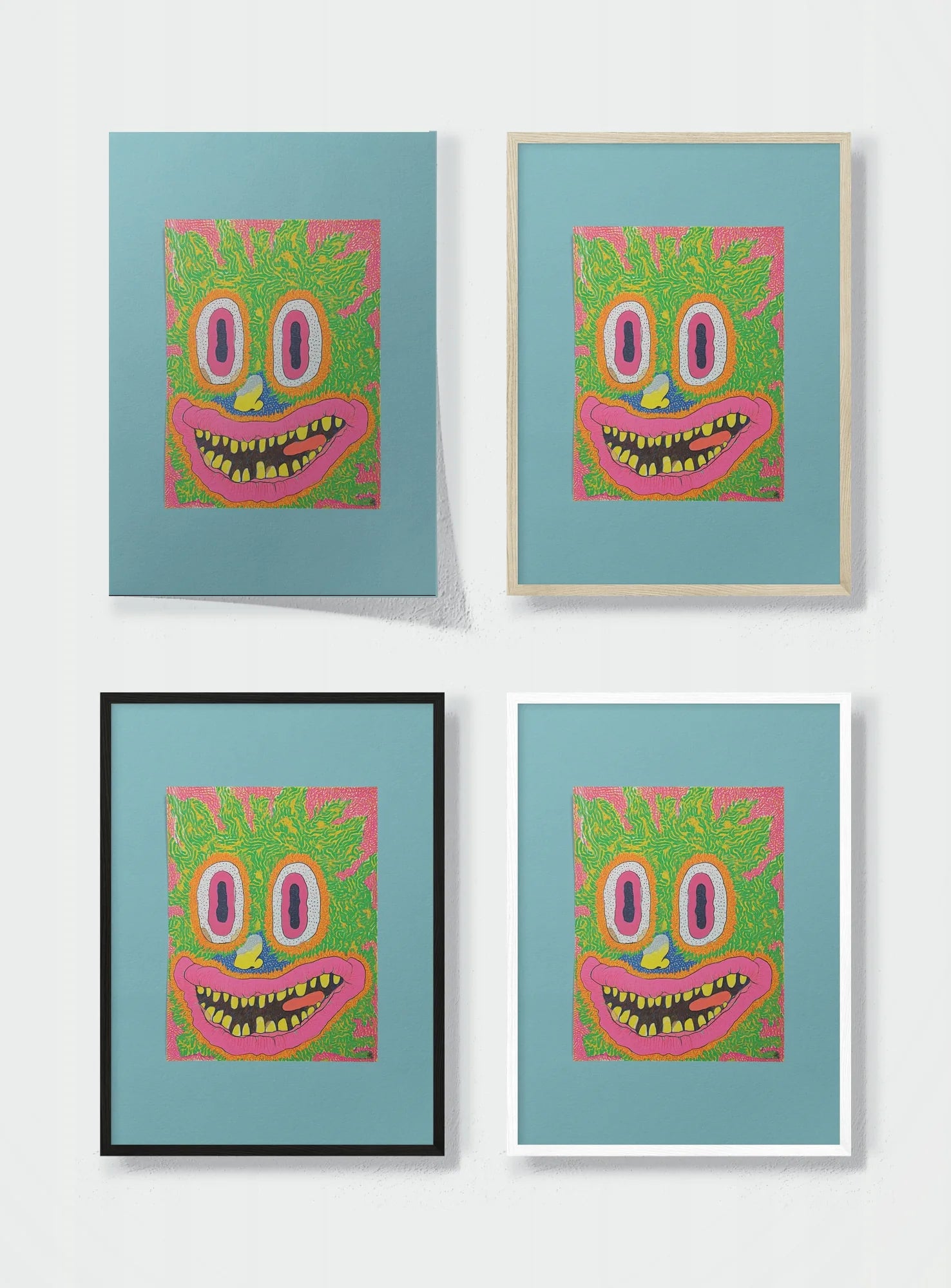 SMILING UNTIL THE JAW SNAPS frame options comparison