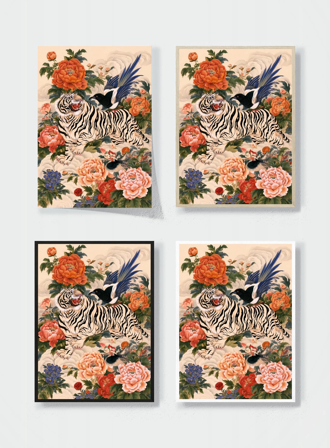 TIGER IN THE PEONY GARDEN frame options comparison