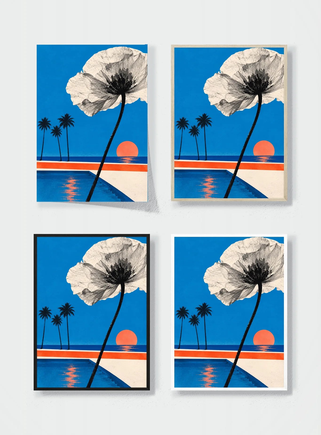 WHITE BLOOM BY THE POOL frame options comparison