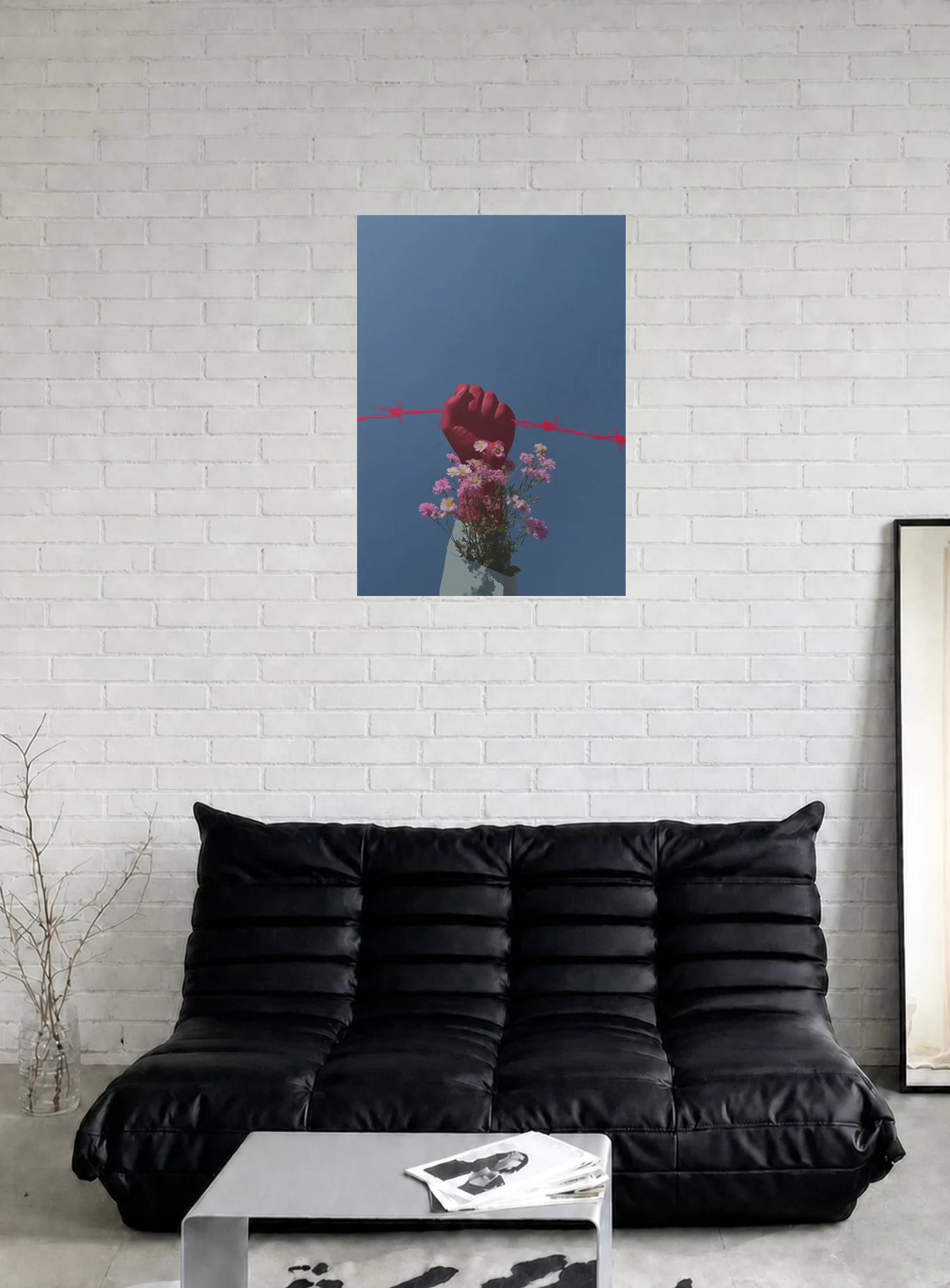 BLOOM AGAINST BARBS shown in a room