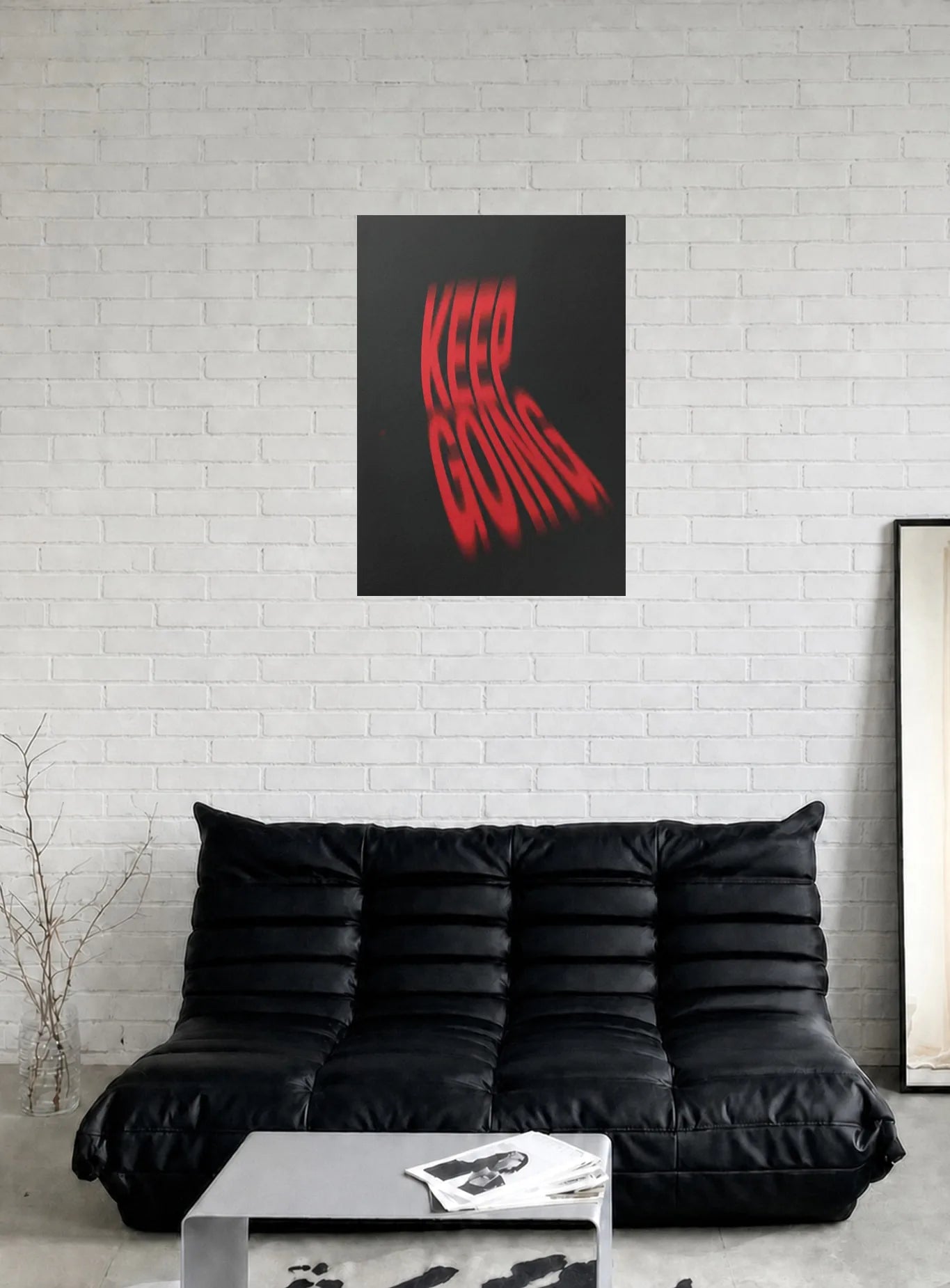 KEEP GOING shown in a room