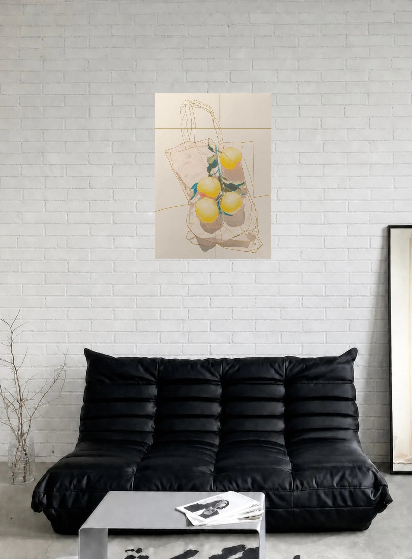 LEMONS IN A QUIET CONTAINER shown in a room